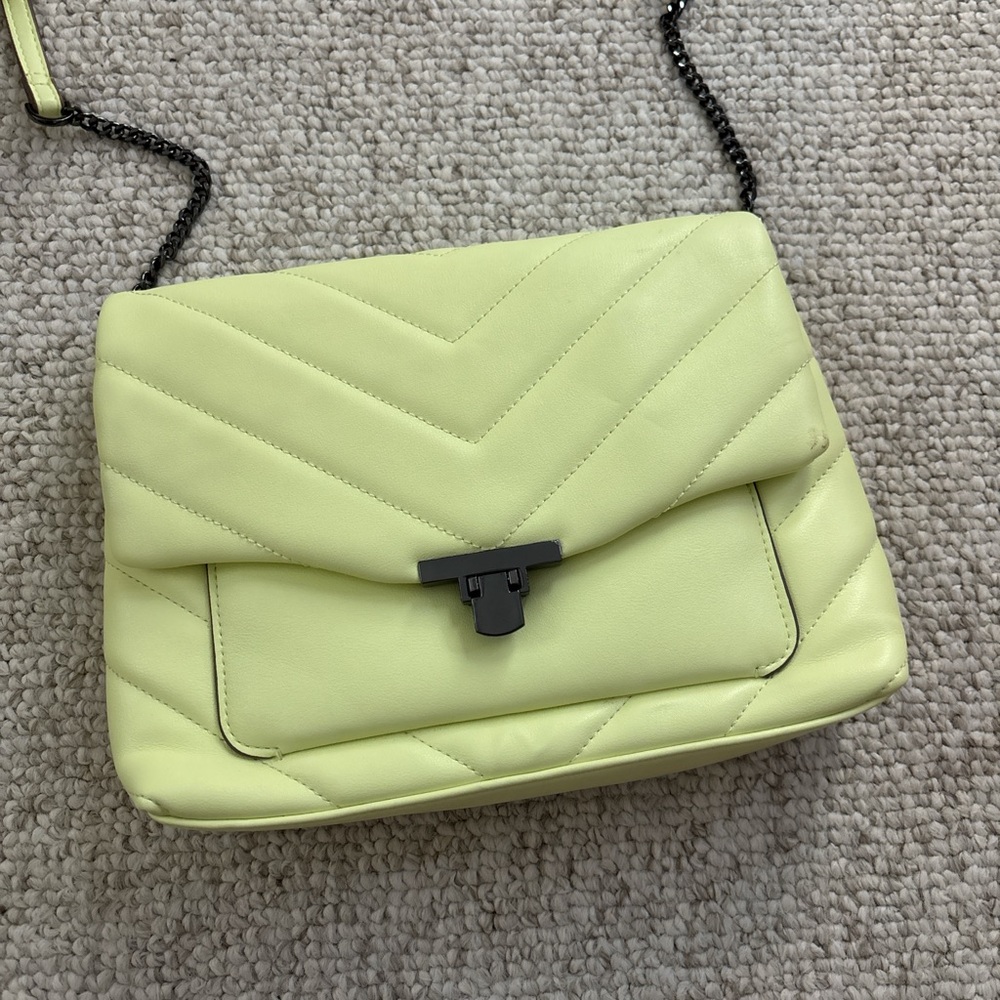 Stylish Lime Green Quilted Shoulder Bag